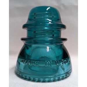 Vintage Hemingray 42 Glass Insulator Power Telegraph Pole Beaded Aqua Green